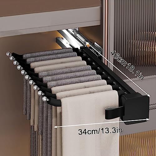 Pull-Out Clothes Rail,Extendable Pull Out Storage Closet Rod, Bearing 40kg Pull-Out Clothes Rail, Aluminum Alloy Retractable 