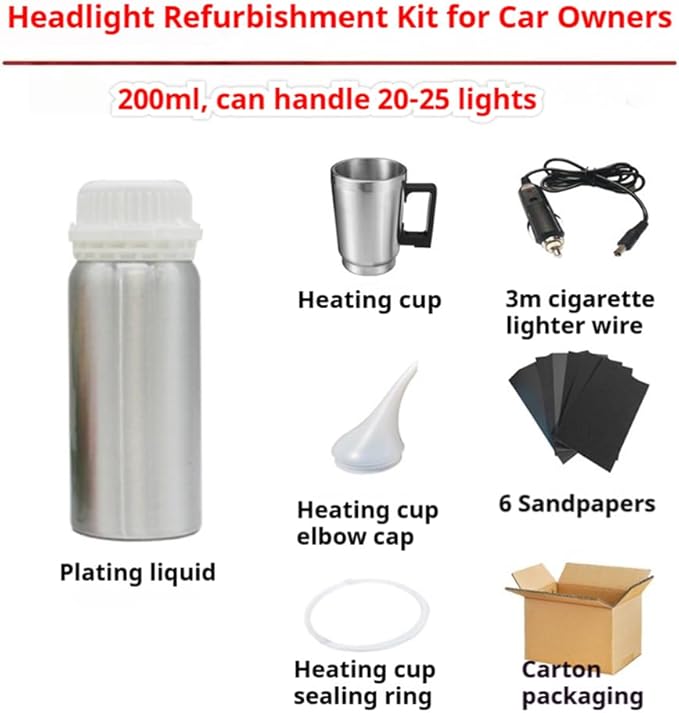 Acetone Headlight Restoration Kit, with Vapor Coating System, Complete DIY Repair Polish Kit, Fix Foggy/Yellowed/Oxidized Lenses, Restore Clear Bright Headlights, Ease of Use (600ML)