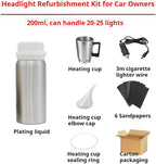 Acetone Headlight Restoration Kit, with Vapor Coating System, Complete DIY Repair Polish Kit, Fix Foggy/Yellowed/Oxidized Lenses, Restore Clear Bright Headlights, Ease of Use (200ML)