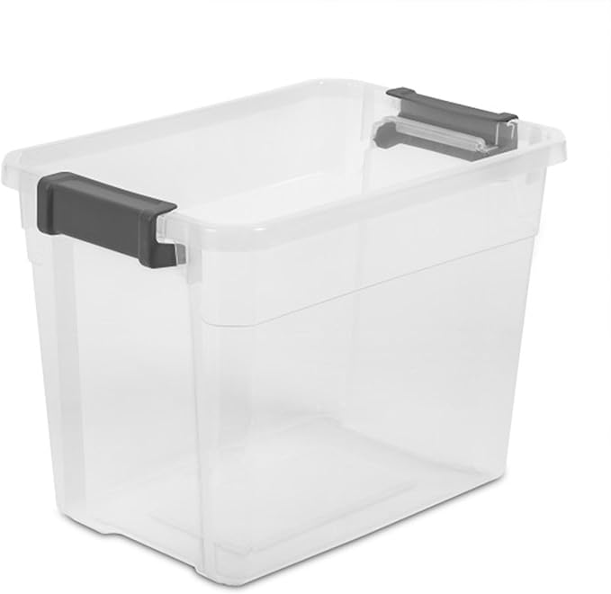 Sterilite 24-Pack Modular Stacker Box, Durable Clear Plastic Storage Bins with Latching Lids, 30 Quart - Stackable Organizing