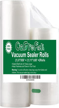 O2frepak 2 Rolls 11x50 and 8x50 (total 100 Feet) Vacuum Sealer Bags Rolls with BPA Free,Heavy Duty Vacuum Sealer Storage Bags