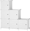 Cube Storage Organizer, 6-Cube Shelves Unit with Doors, DIY Stackable Plastic Clothes Organizer for Bedroom and Under Stairs 