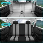 FH Group Car Seat Cover Full Set Striking Striped Gray Car Seat Covers with Front Seat Covers and Rear Split Bench Car Seat C
