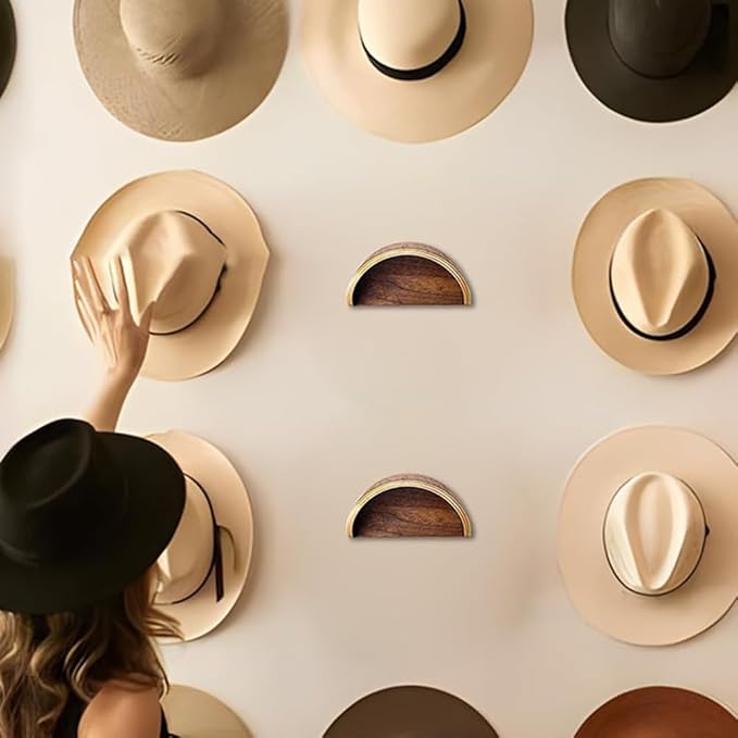 Wooden Cowboy Hat Rack, Wall Mounted Hat Holder and Organizer for Western Hats