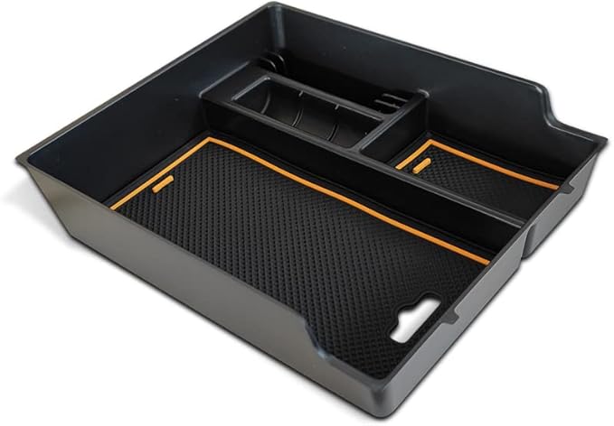BestEvMod for Rivian R1T & R1S Accessories Center Console Organizer Tray Armrest Storage Box ABS Material with PVC Trim Compatible with Rivian R1T/R1S 2022 2023 2024 2025 2026 Accessories(V2 Yellow)