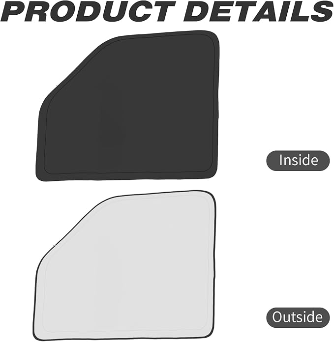 Front Side Window Sun Shade for 1992-2025 Fo-rd E-Series E-150 E-250 E-350 E-450 Van Motorhome, Foldable Window Sunshade Sun Visor Protector, Side Window Shades Sun Shield Blocks UV Rays Heat