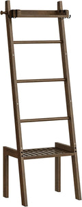 HOOBRO Blanket Ladder, 5 Tier Bamboo Ladder Shelf, Blanket Ladders for Living Room and Bedroom, Farmhouse Blanket Holder Rack