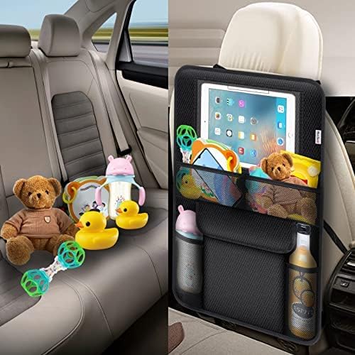 Meolsaek Kick Mats Back Seat Protector, Waterproof Oxford Seat Back Protector, Car Seat Back Protector for Kids, Back of Seat Protector for Kids Feet Car Seat (Black C -1pc)