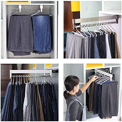 Pull-Out Clothes Rail,Extendable Clothes Rail with Sliding Track,Pull Out Closet Rod Adjustable Wardrobe Rail Clothes Rack,Wa