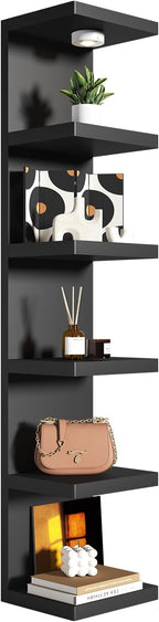6-Tier Wall Shelf Unit with USB Rechargeable Led Light (Remote Controlled),Versatile Floating Display Shelves,Lack Style Wall