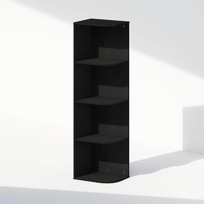 Furinno Reed Corner Shelf, 4-Tier Corner Bookshelf, Book Shelf, Corner Shelves, Storage Rack, for Organization and Storage, H
