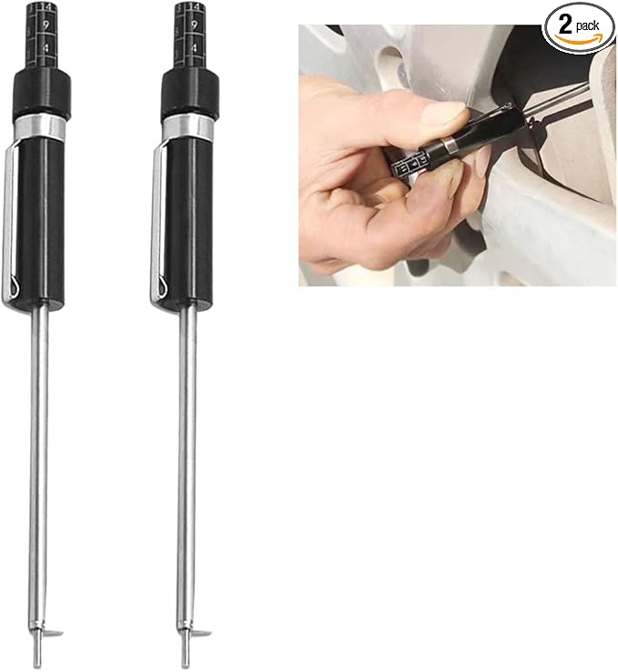 2PCS Brake Pad Thickness Gauge Measure Tool with Scale- Brake Shoe Gauge Car Brake Measuring Tool for Internal External Brake