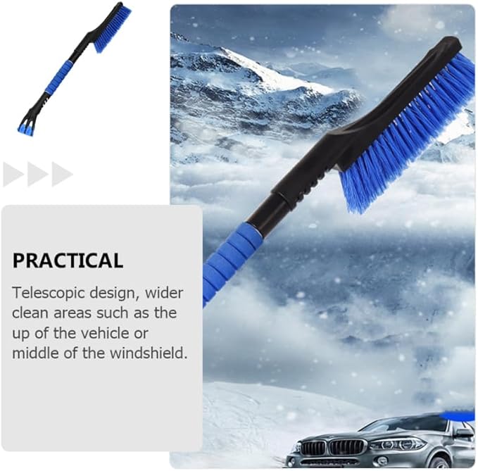 FAVOMOTO 1pc Snow Scraper and Ice Removal Brush Detachable Multi-Function Tool for Snow Removal Telescopic Design for Suvs and Trucks Compact Easy to Store