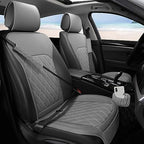 Sanwom Front Car Seat Covers - Leather Seat Covers with Storage Pocket and Two Belt Pads, Anti-Slip Waterproof Universal Seat