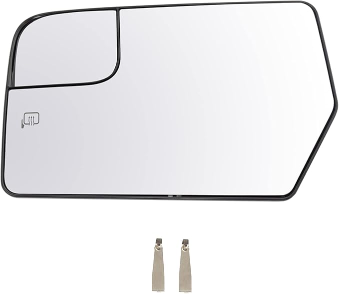 TRQ Driver Side Heated Spotter Mirror Glass with Backing Plate Compatible with 2012-2017 Ford Expedition, 2012-2014 Lincoln N