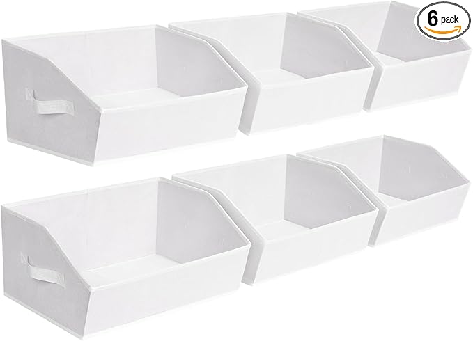 Homsorout Fabric Bins for Organization - Trapezoid Storage Cubes, Large Baskets for Storage, 6 Pack Shelf Baskets, Closet Org