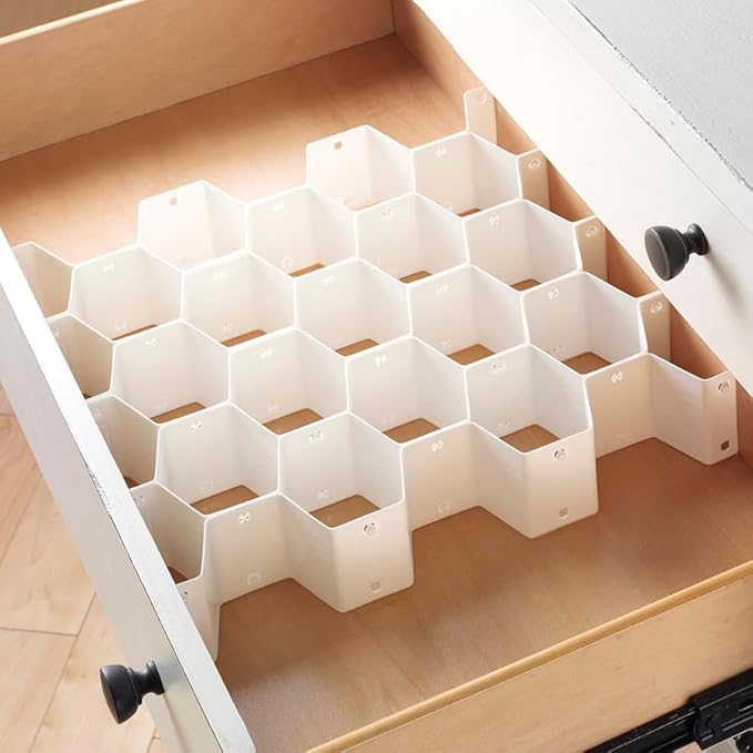Whitmor Honeycomb Drawer Organizer, 6 PAck White