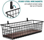 SheeChung 2 Set [Extra Large] Portable Metal Farmhouse Wall Decor Storage Organizer Basket Bin with Handles & Floating Shelve