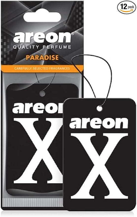 AREON X XV18A Hanging Best Car Air Freshener Paradise Scent, Paper Hanging Ornaments, Long Lasting Scent for Car or Home 12 P