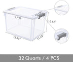 Citylife 32 QT Plastic Storage Bins with Latching Lids Stackable Storage Containers for Organizing Large Clear Storage Box fo