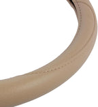 BDK Ergonomic Grip Steering Wheel Cover - Leather Performance Grip for Standard Size Wheels 14.5-15 inch Beige