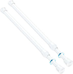 2PCS Small Tension Curtain Rod 16 to 28 Inch,White Short Curtain Rods No Drilling,Loaded Expandable Spring Curtain Rods for K