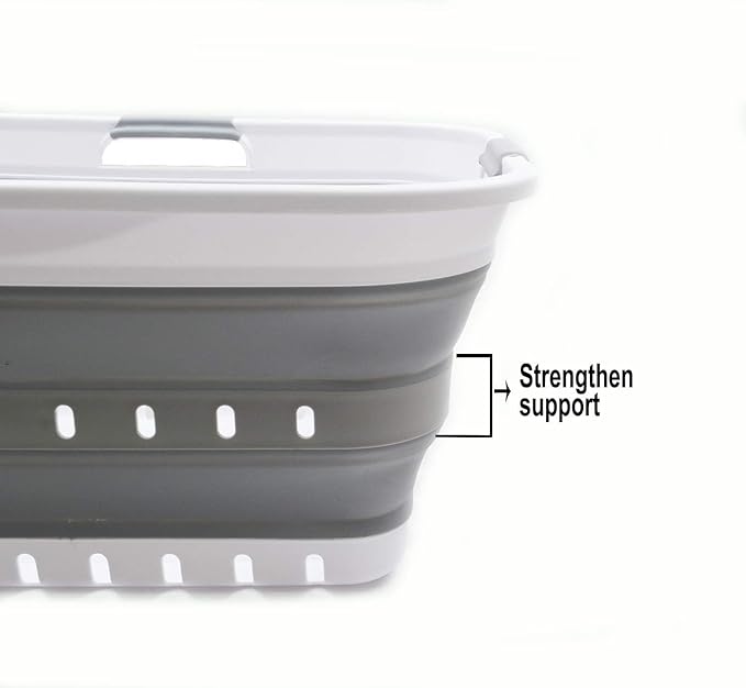 SAMMART 42L (11 gallon) Collapsible Plastic Laundry Basket - Foldable Pop Up Storage Container/Organizer - Space Saving Hampe