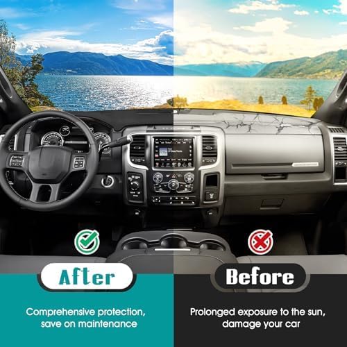 FIILINES Dash Cover for 2010-2018 Dodge Ram 1500 2500 3500(Without Hud), Dashboard Mat Accessories Dash Cover Sunshade Nonsli