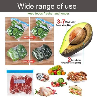 Sous Vide Bags Reusable 27Pcs, BPA Free Food Vacuum Sealer Bag, Food Storage Bags, Vacuum Zipper Bags for Sous Cooking - 20Pc