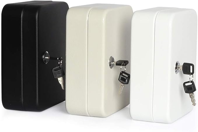 Jssmst Key Lock Box Wall Mount Security Key Storage Box, Locking Key Cabinet Wall Mount with 20 Key Hooks & Tags Key Labels, 