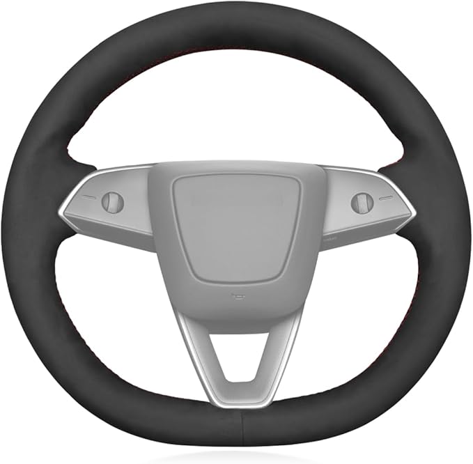 MEWANT Hand Stitched Matte Carbon Fiber&PU Leather Steering Wheel Cover Wrap for Tesla Model 3 Highland 2023 2024 2025 Steering Wheel Accessories