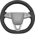 MEWANT Hand Stitched Matte Carbon Fiber&PU Leather Steering Wheel Cover Wrap for Tesla Model 3 Highland 2023 2024 2025 Steering Wheel Accessories
