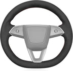 MEWANT Hand Stitched Matte Carbon Fiber&PU Leather Steering Wheel Cover Wrap for Tesla Model 3 Highland 2023 2024 2025 Steering Wheel Accessories