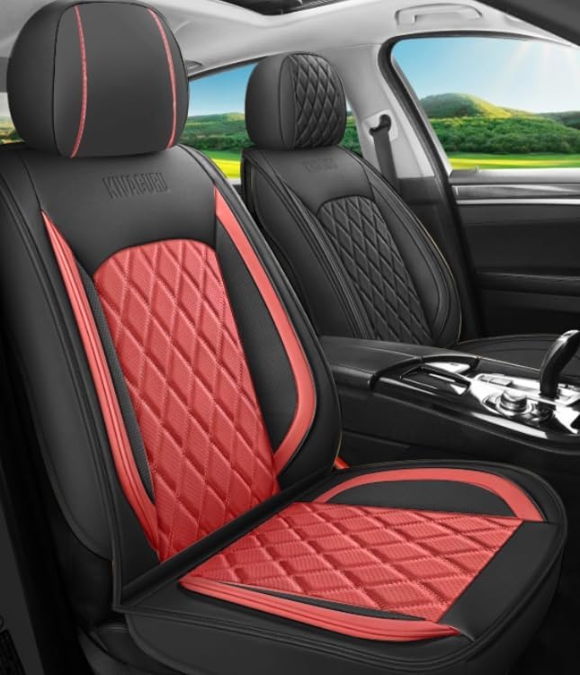 LINGVIDO Car Seat Covers for Front Seats (2 Seats) - Premium Perforated Nappa Leather,Waterproof Shield, Omni-Adapt Fit for S