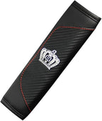 HYL World 2PCS Car Accessories Leather Car Seat Belt Cover Seat Belt Shoulder Pads with Bling Crystal Crown Decor,Black