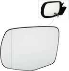 TRQ Driver Side Heated Aspherical Mirror Glass with Backing Plate Compatible with 2016-2018 Honda Pilot, 2017-2019 Honda Ridg