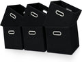 Black Fabric Cubby Storage Bins,13x13x13 Inches ,Cube Organizer Bin Foldable Storage Boxes with Dual Handles Fabric Organizer