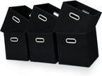 Black Fabric Cubby Storage Bins,13x13x13 Inches ,Cube Organizer Bin Foldable Storage Boxes with Dual Handles Fabric Organizer