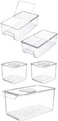 SANNO Vegetable Refrigerator Organizer Food Bins with lids Produce Saver Containers for Refrigerator, Food Fruit Vegetables s