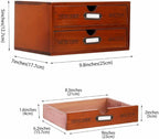 Wooden Storage Box Rustic Desktop Organizer with 2 Drawers Office Desk Accessories Shelf Small Craft Storage Containers Apoth