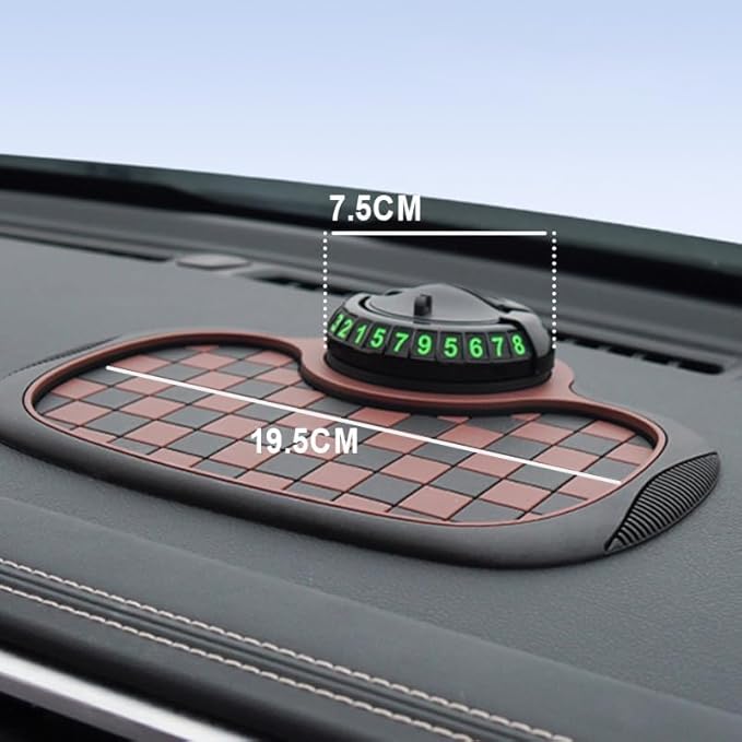 Car Dashboard Mat Non Slip 360° Rotating Phone Holder, Universal Anti Skid Pad with Temporary Parking Number Display, Multifu