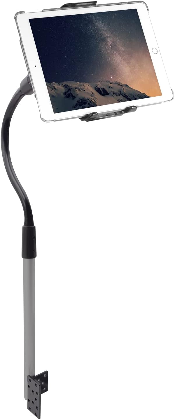 Macally Car Seat Rail Mount - Super Secure Tablet and Phone Holder for Car, Truck, and Any Vehicle - Adjustable Gooseneck iPad Mount - Works With All iPad, iPhone, Tablets