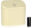 Accmor Car Trash Can, Portable Vehicle Trash Bin with Lid, Car Dustbin Garbage Organizer Holder with One Roll Trash Bag, Leakproof Hanging Mini Cars Storage Bag Container for Auto, SUV, Office (Beige)