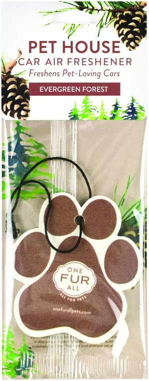 One Fur All Pet House & Car Freshener - Evergreen Forest Pack of 4 - Non-Toxic Pet-Friendly Hanging Odor Eliminator For Small