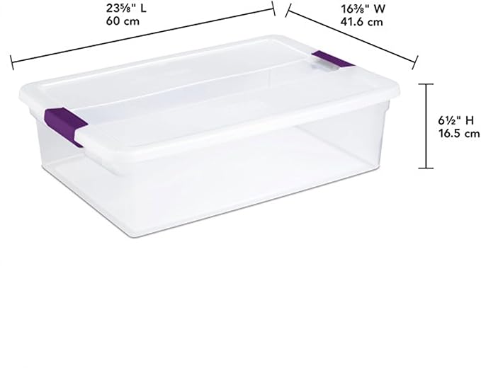 Sterilite 12-Pack 32 Quart ClearView Latch Box, Stackable Organizer Bins with Latching Lids - Clear Plastic Organization Cont