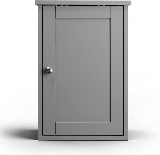 VINGLI Bathroom Wall Cabinet, Gray Medicine Cabinet with Single Door, Small Over Toilet Storage Organizer with Adjustable She