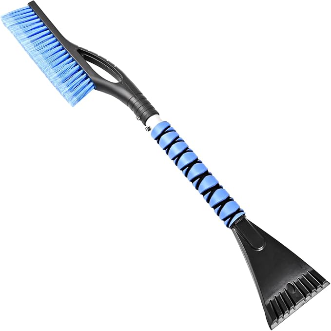 27" Snow Brush and Ice Scrapers Detachable Pivoting, Soft Bristle Head,Foam Grip, for Car,Trucks,or SUV Window & Windshield Tool (1pcs)