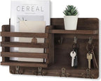 Nekon Mail Holder for Wall Mail Organizer with Key Hooks Hallway Farmhouse Decor Storage Racks with Floating Shelf and Flush 