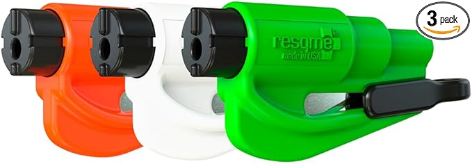 resqme The Original Emergency Keychain Car Escape Tool, 2-in-1 Seatbelt Cutter and Window Breaker, Made in USA, Family Pack o
