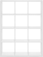 Furinno Cubicle Book Shelf, 12-Cube Bookshelf, Extra Thick Frame Reversible Bookcase with Open Back, 14.6" x 44" x 58", for L